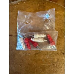 Vintage RCA Plug Red & White Plastic Lot of 6 (6725)